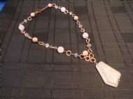 Rose Quartz and Rhodonite Chain link Necklace